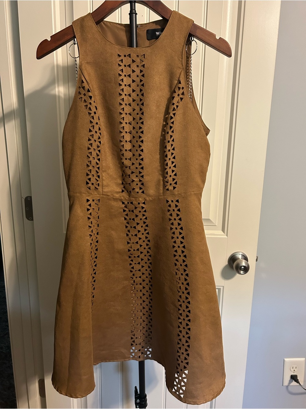Mossimo (Target) Faux Suede A-Line Dress with Laser-Cut Detail
